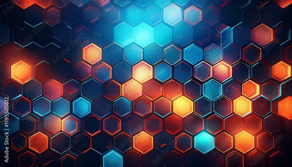 Leinwandbilder abstract background hexagon pattern with glowing lights generative ai