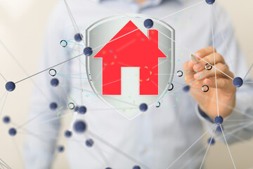 home data. Digital cyberspace with particles and Digital data network connections concept.