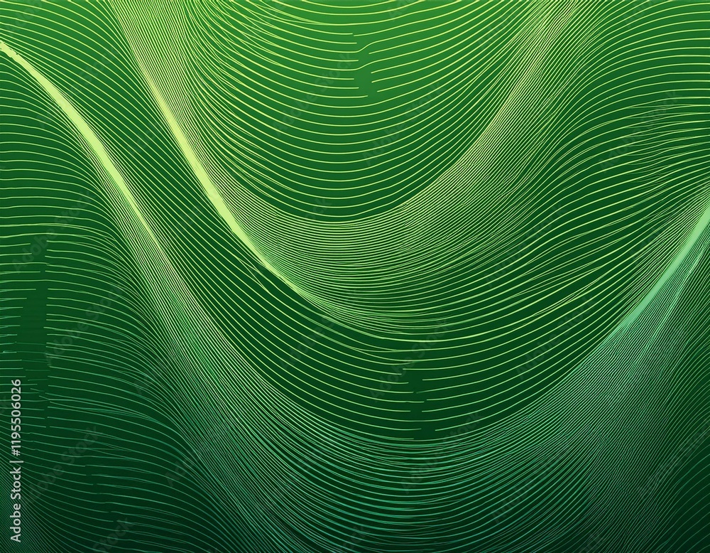 Poster abstract background with a green geometric curve line modern minimal trendy lines pattern horizontal