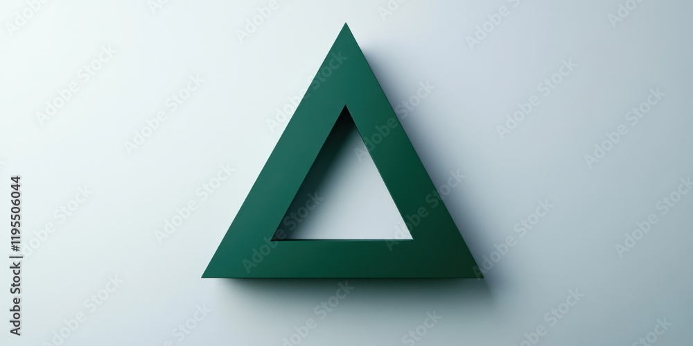 Poster a dark green triangular shape is positioned against a light background, creating a stunning contrast