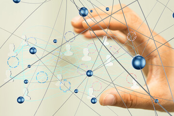 Global network. Blockchain. 3D illustration. Neural networks and artificial intelligence. Abstract