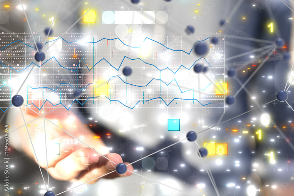 Poster diagram futuristic wave, futuristic data stream