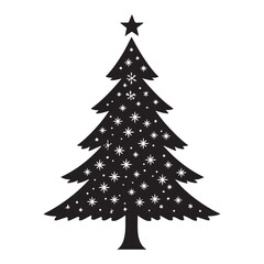 Christmas tree black silhouette vector illustration isolated on a white background