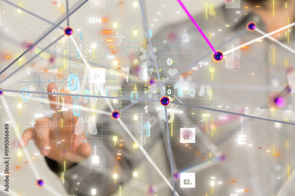 Poster digital medical futuristic interface 3d rendering - 3d
