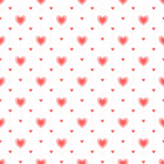 Seamless Pastel Pink Heart Motif Pattern on White Background for Valentine's Day Design, Love-Themed Projects and Wedding Decor. Vector illustration.