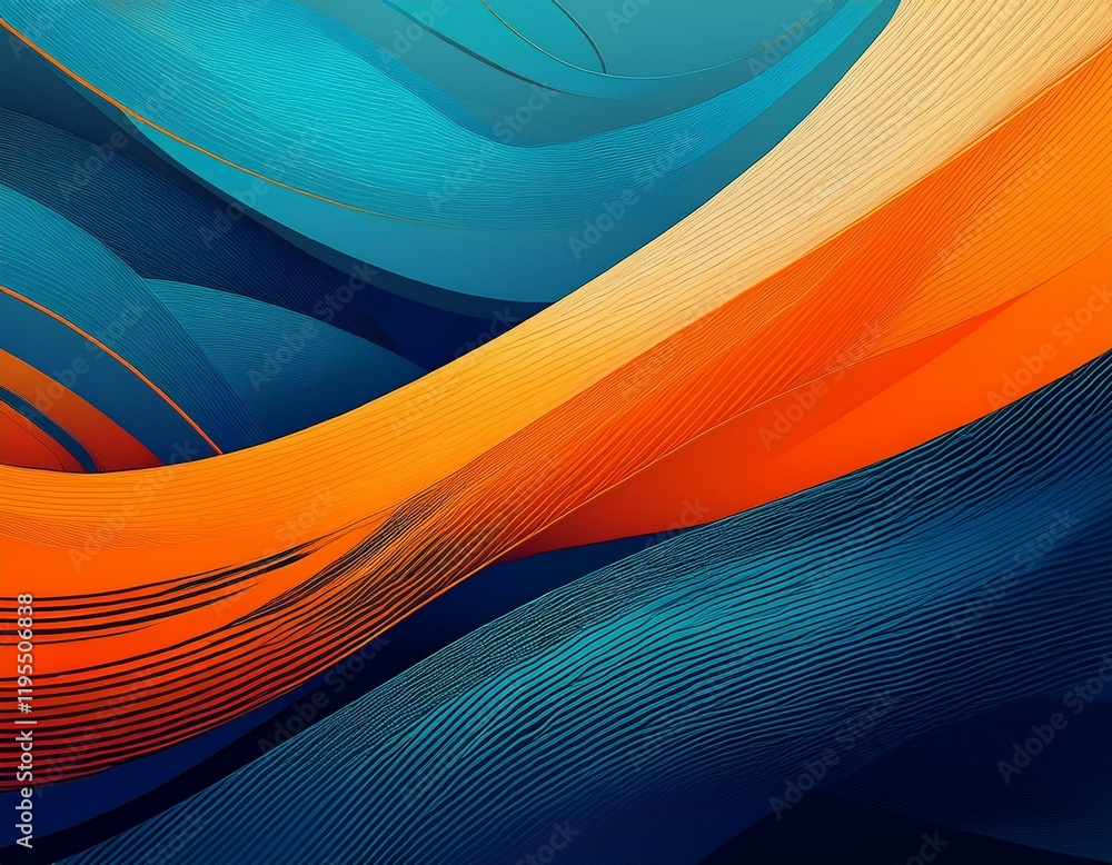 Poster abstract blue and orange background with lines generative ai
