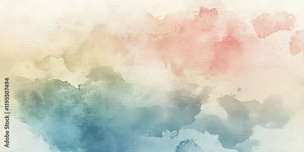 Poster soft watercolor patterns showcase a harmonious blend of blue, red, and yellow tones, creating a tran