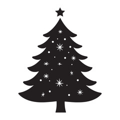 Christmas tree black silhouette vector illustration isolated on a white background