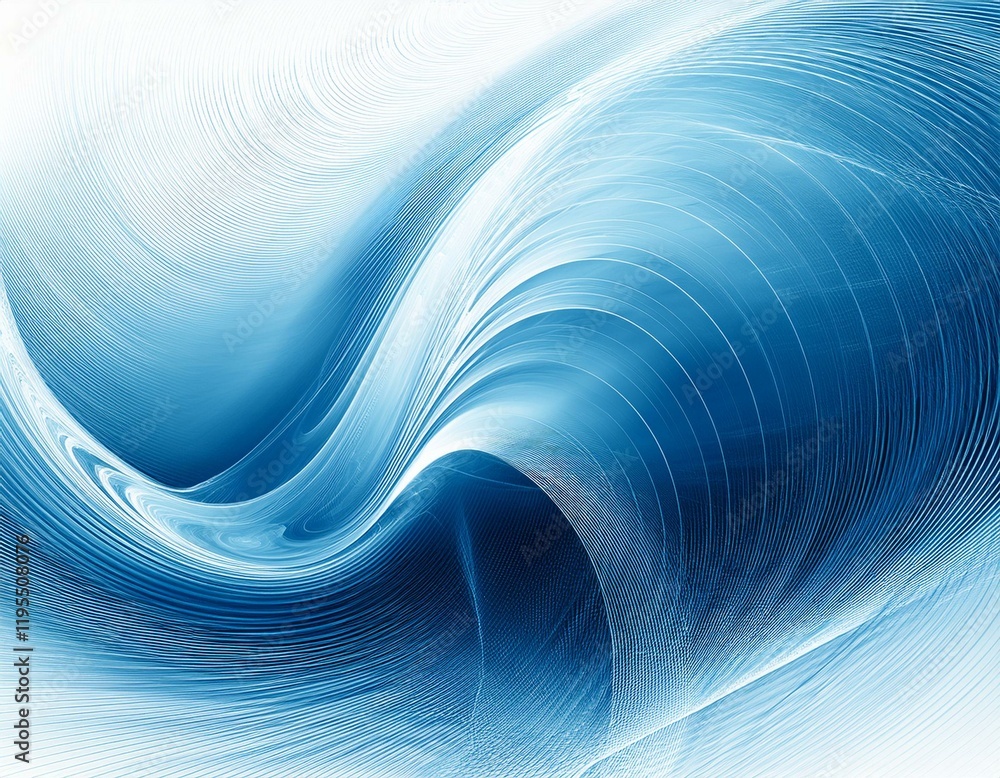Poster abstract blue on white background texture dynamic curves ands blurs pattern detailed fractal graphic