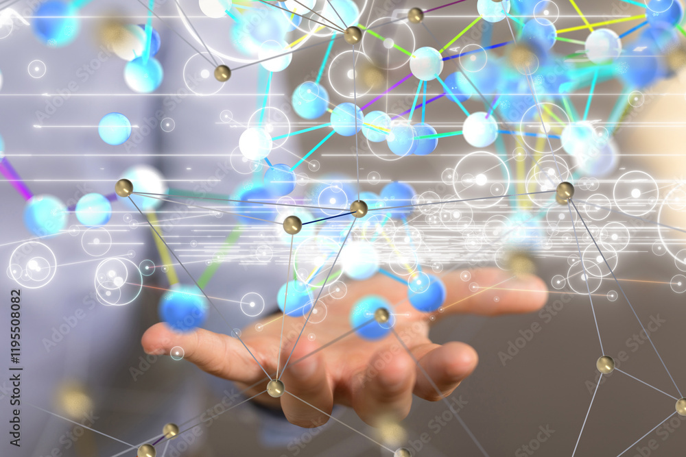 Poster conference digital network and data concept 3d