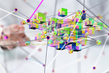 Business intelligence analyst dashboard on virtual - 3d