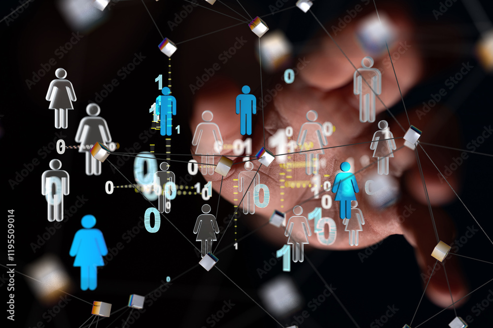 Poster abstract technology group and data 3d