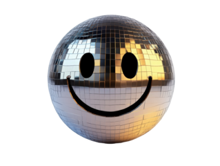 Isolated Silver Disco Ball with Smiley Face