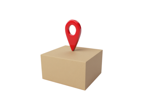 Isolated Red Map Pin on a Block