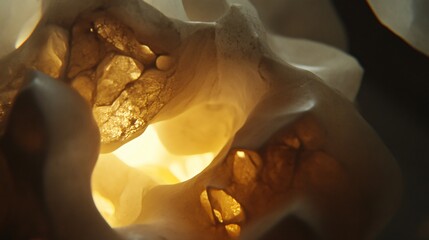 Abstract Golden Cave Sculpture- Illuminated Stone Texture