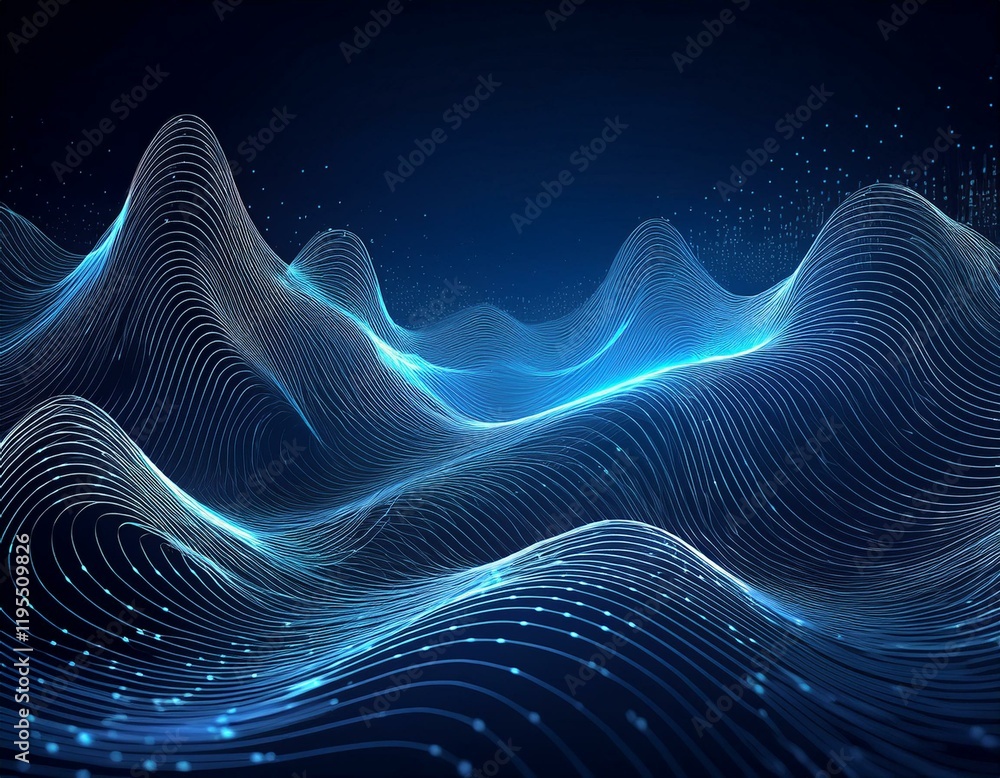 Aufkleber abstract digital lines wave background digital particle cyber or technology background animation sea