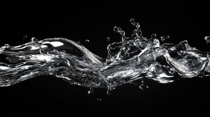 Embracing Nature's Dance with Crystal Clear Water Splashes Against the Darkness