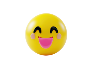 Isolated Happy Emoji with Blushing Cheeks
