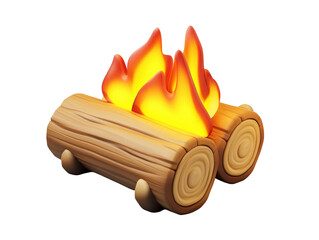 Isolated Stylized Campfire with Flames