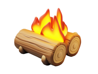 Isolated Stylized Campfire with Flames