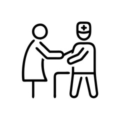 Fototapeta premium Patient and doctor interaction outline icon.