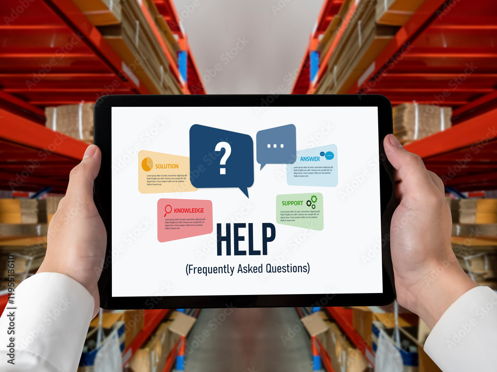 Poster help screen on the website provide answer to faq frequently asked question snugly with knowledge inf