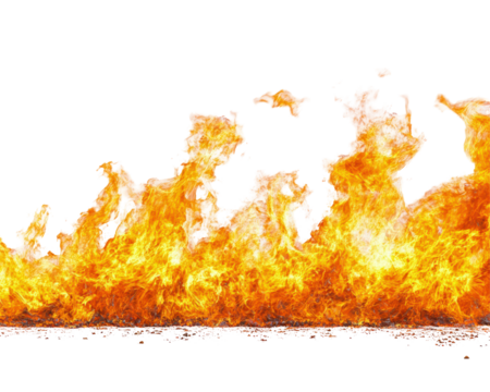 Isolated Full Length Horizontal Fire Flames