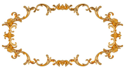 Golden frame on transparent background, cut out, 3D render

