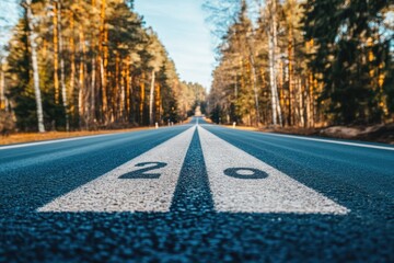 Road Number Two Zero Through Autumn Forest