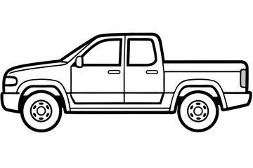 Minimalist Pickup Truck Line Art