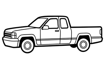 Minimalist Pickup Truck Line Art