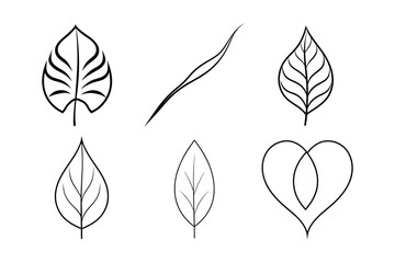 Set of line leaf icons. Collection green leaf. vegan labels. Vector design.