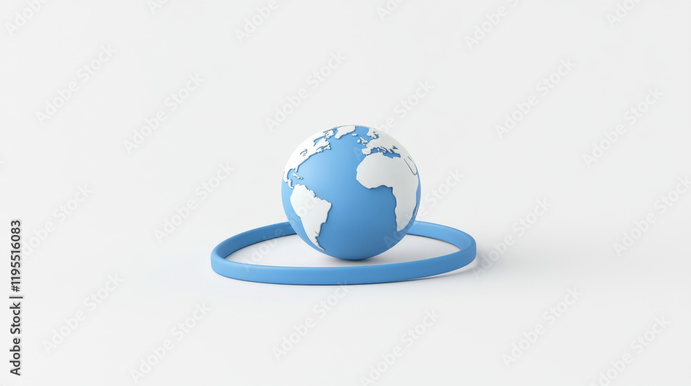 Poster road map, 3d, a high-fidelity 3d model image depicting a road map curving around a globe, suitable f