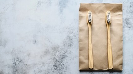 Eco-Friendly Bamboo Toothbrushes on Kraft Paper