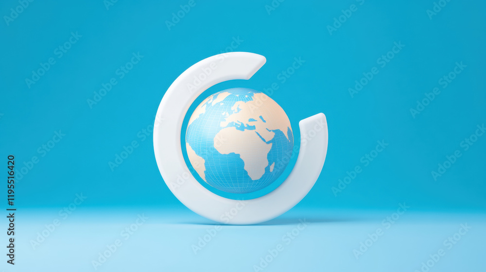 Poster road map, 3d, a detailed 3d model of a road map curving around a globe, showcasing high fidelity and