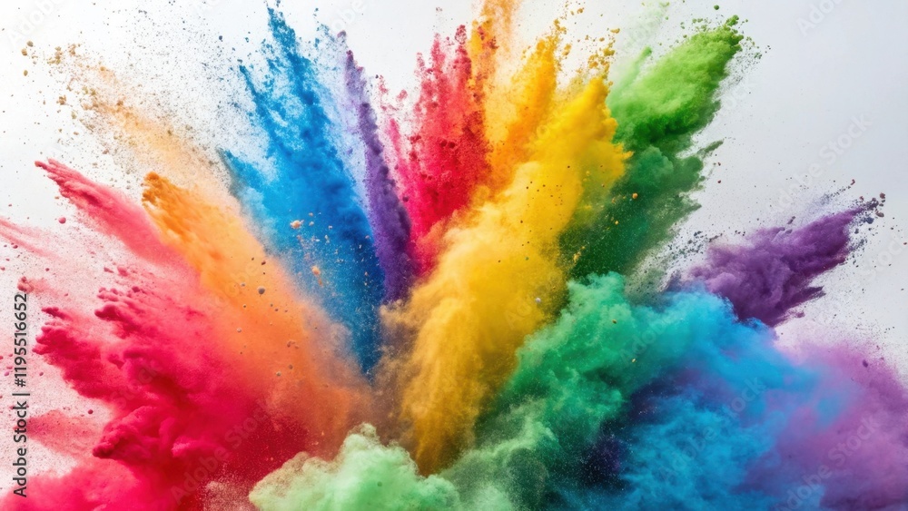 Poster a vibrant explosion of colorful powders creates a dynamic and artistic display, showcasing a spectru