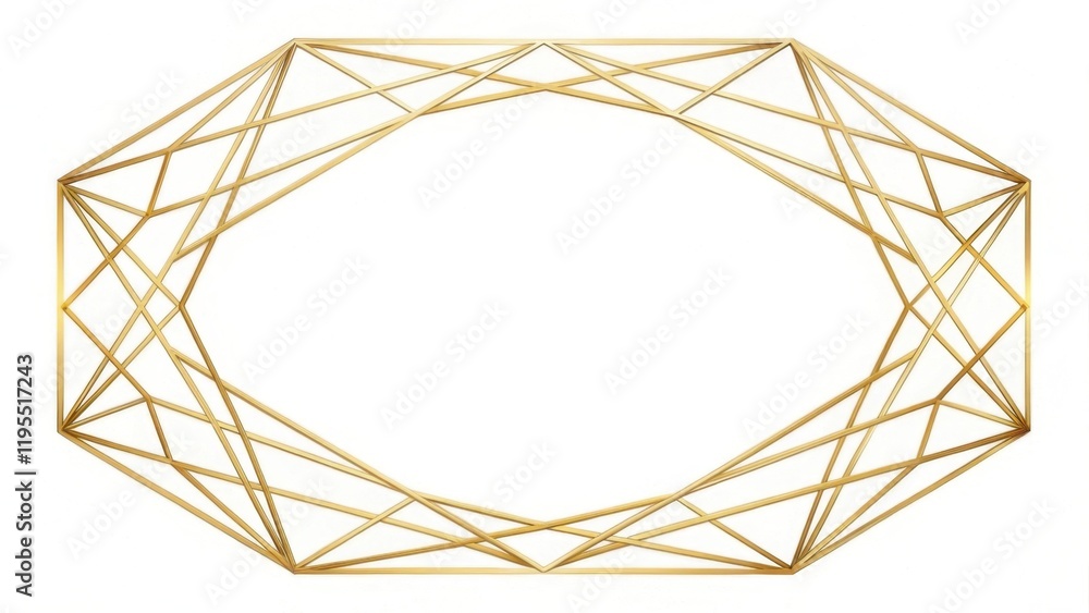 Poster a geometric gold frame designed with intersecting lines, suitable for displaying artwork or photogra