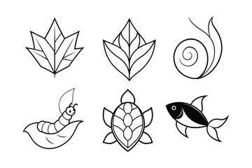 Set of line leaf icons. Collection green leaf. vegan labels. Vector design.