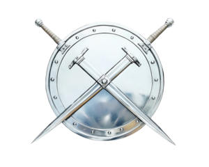 Isolated Silver Swords and Shield