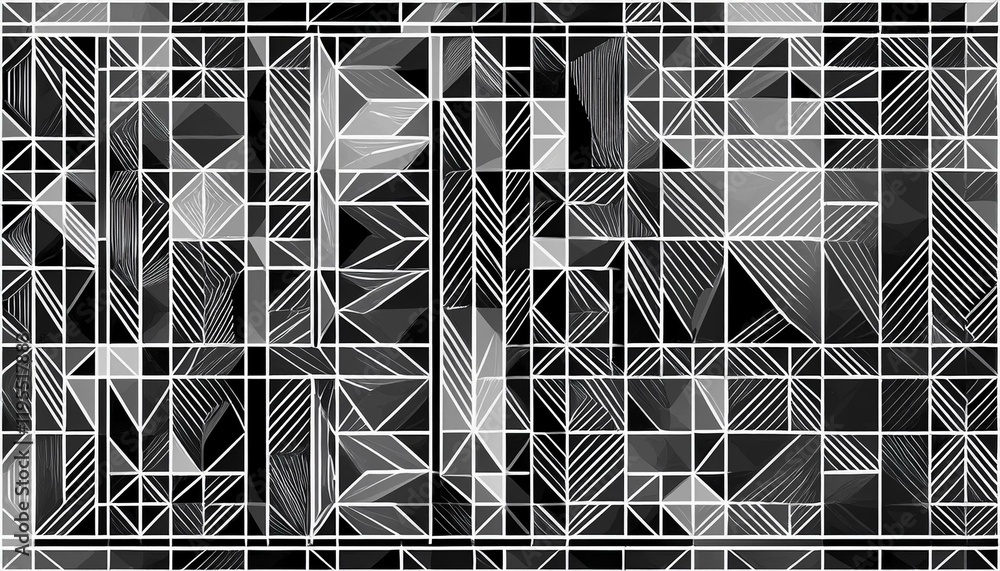 Poster abstract retro pattern of geometric shapes black and white gradient mosaic backdrop geometric hipste