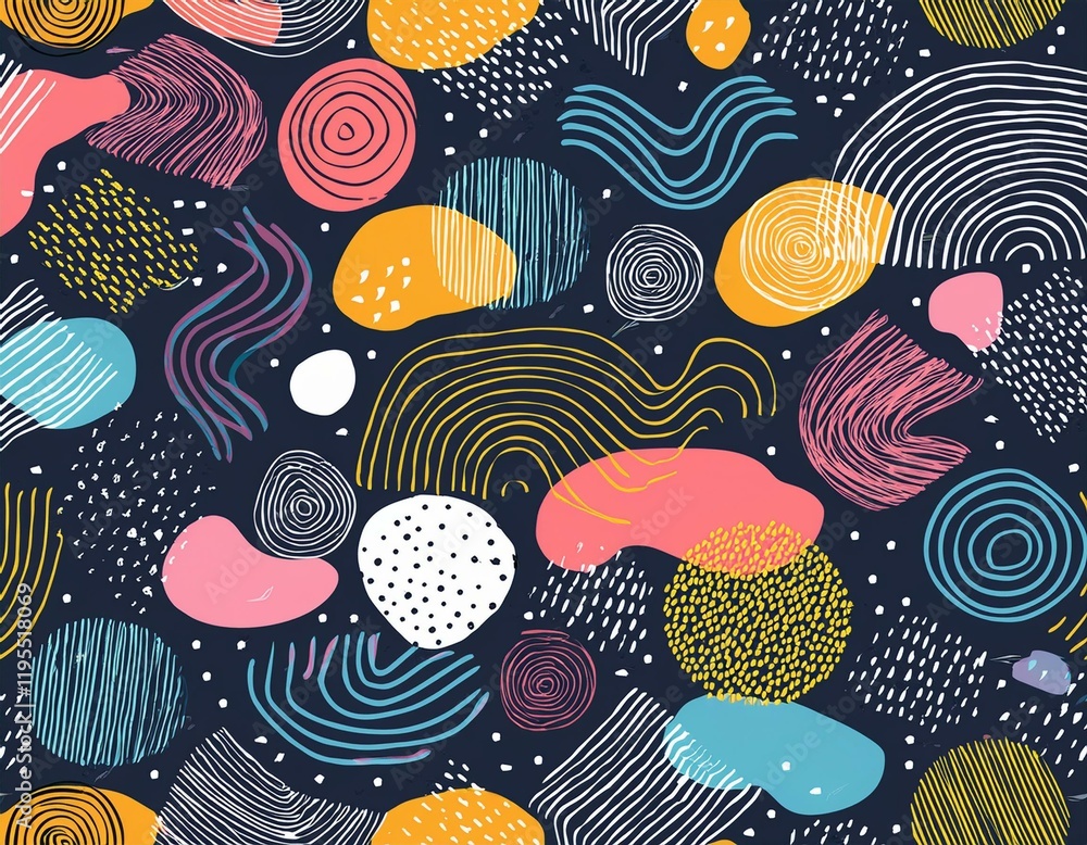 Poster abstract seamless pattern backgrounds memphis liens and dots texture trendy modern organic shape doo