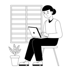 A hand drawn illustration of a working character