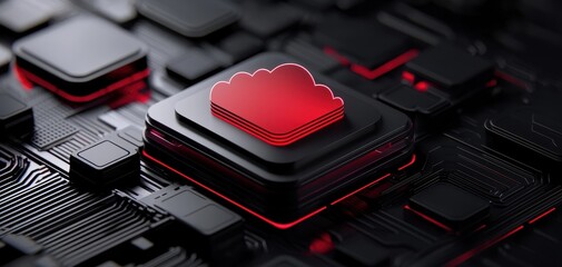 Glowing cloud icon surrounded by shields and encrypted patterns representing advanced data protection in a futuristic digital setting