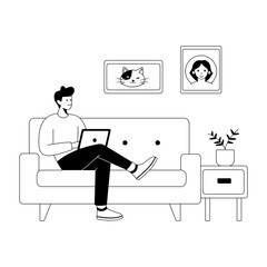 A person doing a home job illustration in hand drawn style