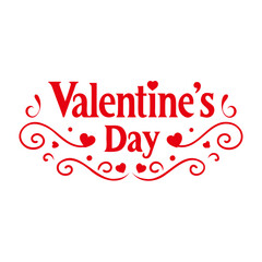 Elegant Red Text Typography for Valentine’s Day Greeting Card on Transparent Background