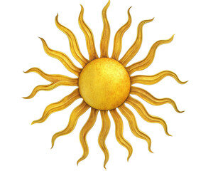 Isolated Gold Sun Icon with Wavy Rays