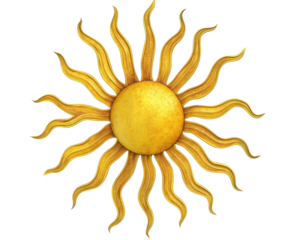 Isolated Gold Sun Icon with Wavy Rays
