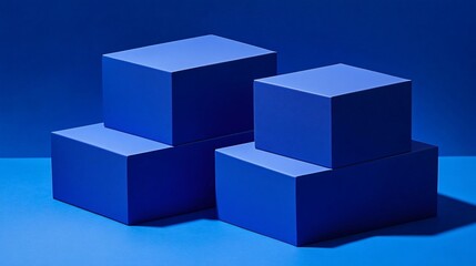 Obraz premium Abstract Blue Cubes Geometric Minimalist Product Display Background