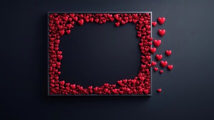 A glowing red and pink electronic Valentine photo frame displaying heartshaped digital transitions