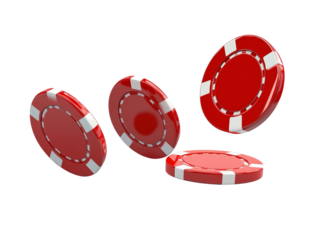 Isolated Flying Red and White Poker Chips